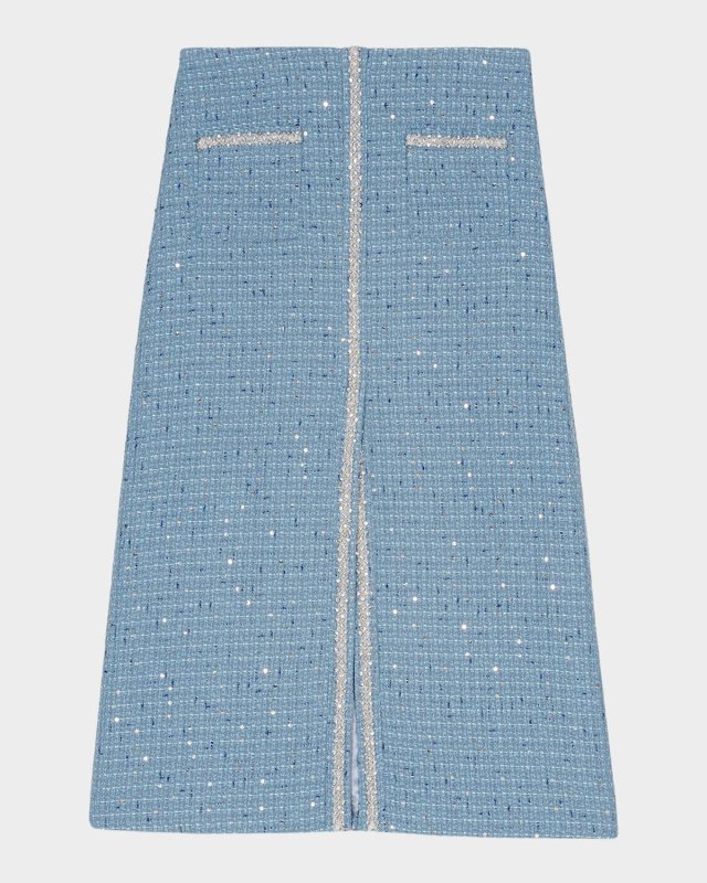 Jilya Sequined Tweed Midi Skirt